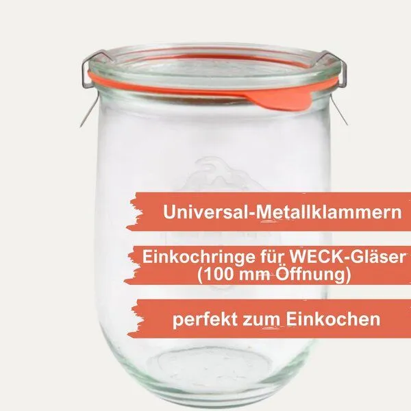 mikken mikken Einmach-Set: 10 Weckringe 94x108mm aus Naturkautschuk & 20 Metallklammern – für Weckgläser Ø 10 cm – Produktbild 4 von 4