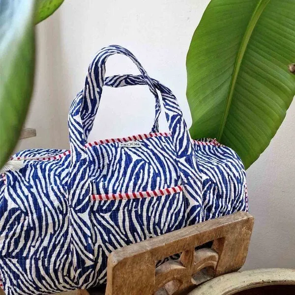 KIKOONI KIKOONI handgefertigte große Baumwolltasche "K. Shopper", Blue zebra, – Produktbild 1 von 4
