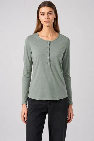 HempAge HempAge Damen Longsleeve Hanf/Bio-Baumwolle, Thyme (grün), – Produktbild 2 von 4