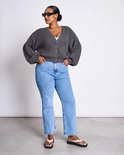JAN N JUNE JAN 'N JUNE Damen vegan Strickjacke Lena Dunkelgrau – Produktbild 1 von 1