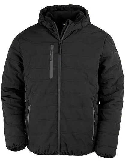 Result Genuine Recycled Result Genuine Recycled Recycelte gefütterte Winter- Regen- und Windjacke mit Kapuze Brusttasche, Schwarz/schwarz, – Produktbild 2 von 3