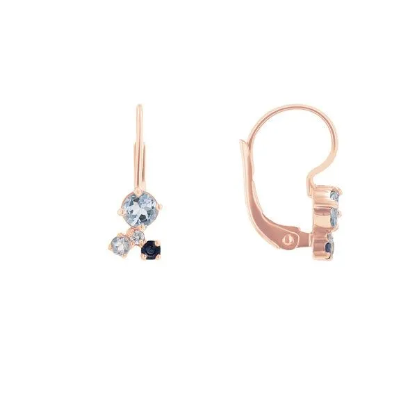 Eppi Eppi Hängeohrringe mit Mondstein, Aquamarin, Saphir und einem Diamanten Kerrie, Rosa, – Produktbild 1 von 3