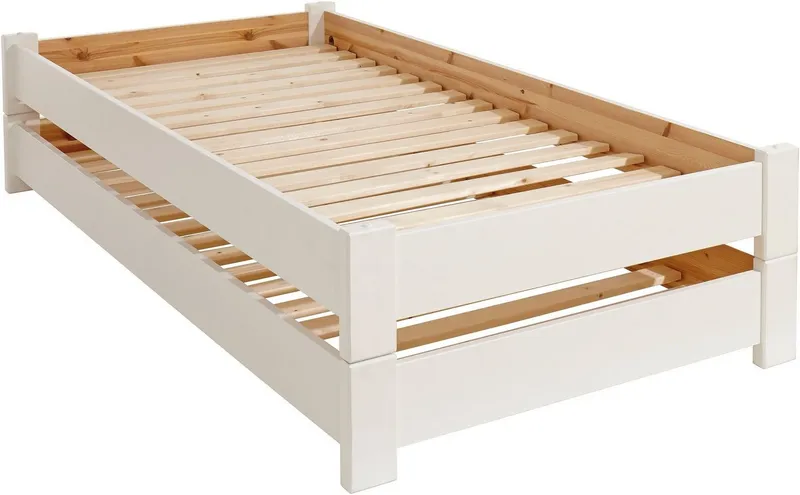 OTTO home Stapelliege "Femmy " 2 Betten, stapelbar, platzsparend, zertifiziertes Massivholz (Kiefer), Weiß, – Produktbild 5 von 5