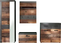 Home affaire Garderoben-Set Ilana, (Set, 4-St), Garderobenmöbel im modernen Industrial Style mit antikfarbenen Griffen – Produktbild 1 von 1