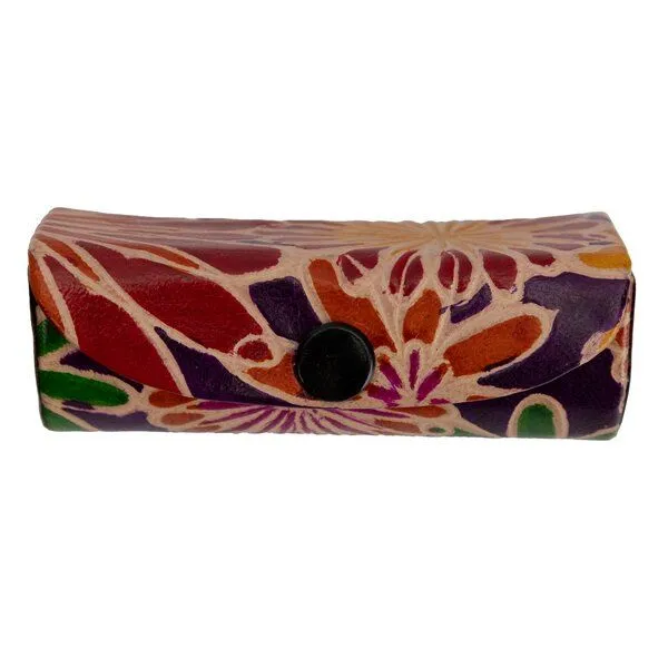 El Puente El Puente Lippenstiftetui "Blumen" | Fair Trade & Handmade aus Indien, Rosa, – Produktbild 1 von 2