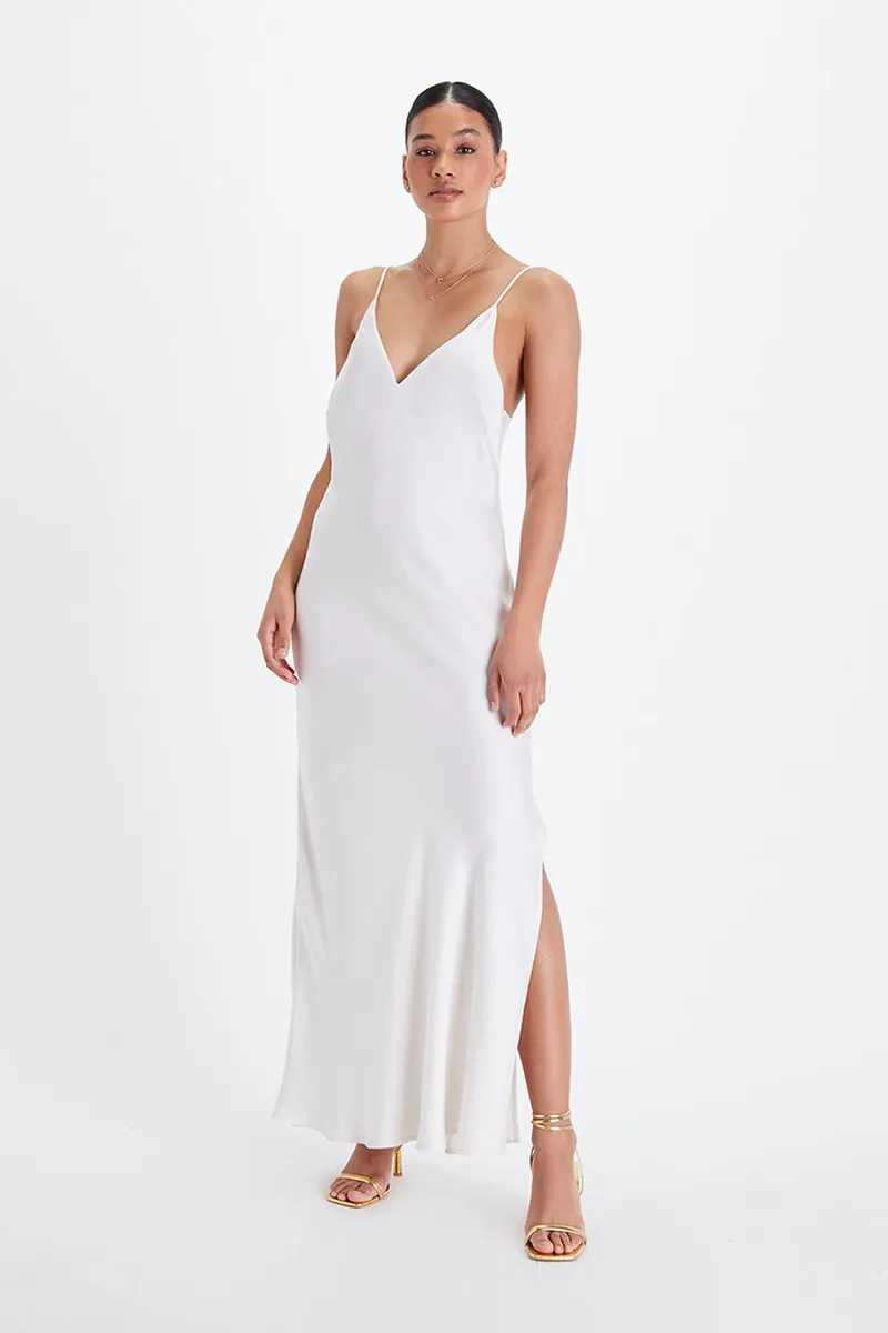 Neu Nomads Neu Nomads Damen vegan Kleid Bias Slip Gown Schneeweiß, Weiß, – Produktbild 1 von 2