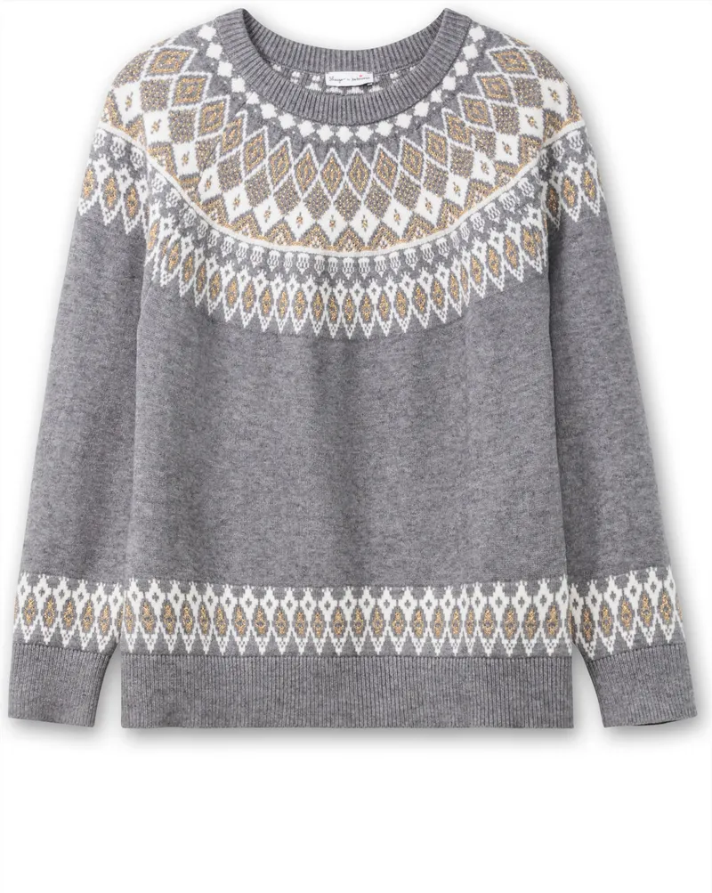 sheego by Joe Browns Jacquard-Pullover, Grau meliert, – Produktbild 2 von 2