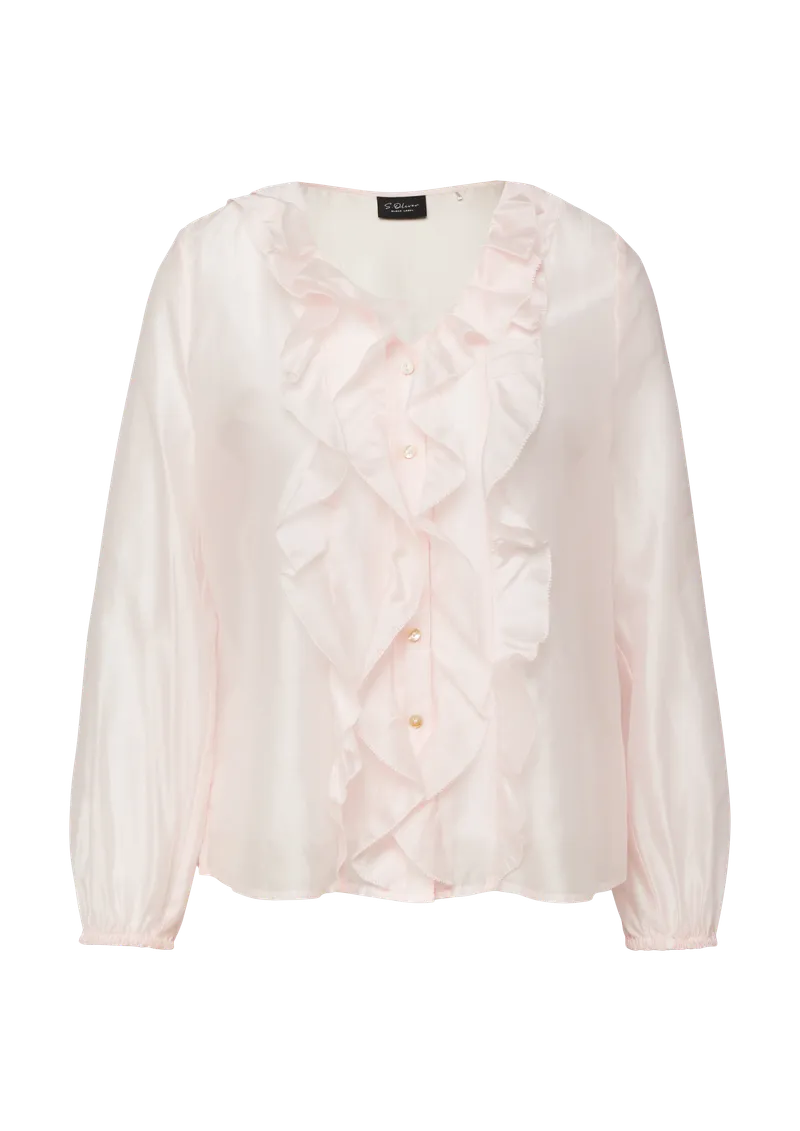 s.Oliver Luftige Lyocell-Bluse mit Volants, Pink, – Produktbild 1 von 4