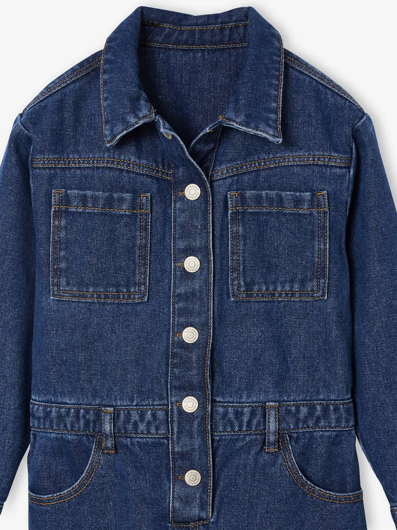 Vertbaudet Mädchen Denim-Jumpsuit, Mittelblau, – Produktbild 3 von 3
