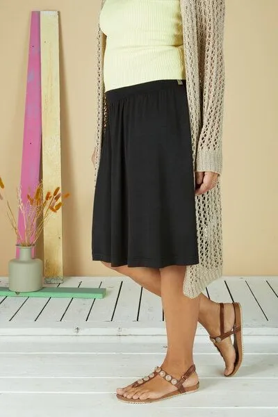 La Gitana La Gitana Luftiger, schwingender Sommerrock „Aurelie“ aus Bio Tencel, knielang., Schwarz, – Produktbild 2 von 4