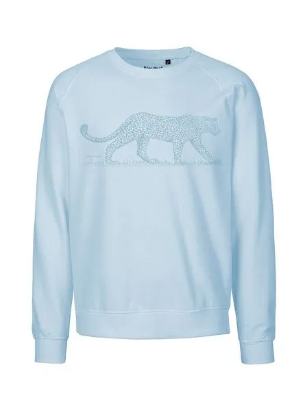 Peaces.bio - handbedruckte Biomode Peaces.bio - handbedruckte Biomode Bio Damen Sweatshirt Loose Fit Leopard, Hellblau, – Produktbild 1 von 2