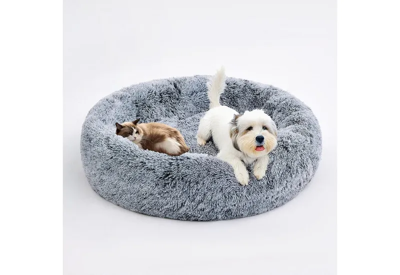 Pisi & Bili Tierbett Tierbett, Hundebett für Große, Mittelgroße, kleine Hunde, Katzenbett, Polyester, flauschig, weich, waschbar, Hundekissen, Grau, – Produktbild 6 von 7