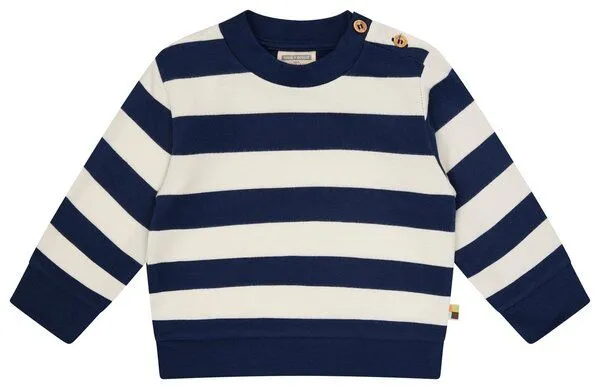 loud + proud loud + proud Babys & Kinder Sweatshirt mit Blockstreifen, GOTS-zertifiziert, Ultramarineblau), – Produktbild 2 von 3