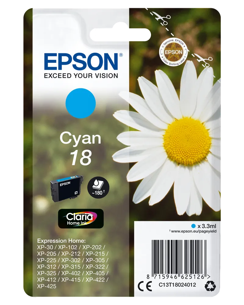 Epson Epson Tintenpatrone T1802/ 18 cyan – Produktbild 1 von 2