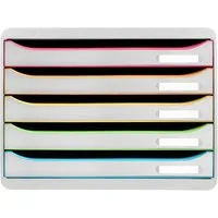 Exacompta Exacompta Schubladenbox Big Box Plus "Black Office", DIN A4+quer, 5 Schub., weiß/harlekin – Produktbild 1 von 1