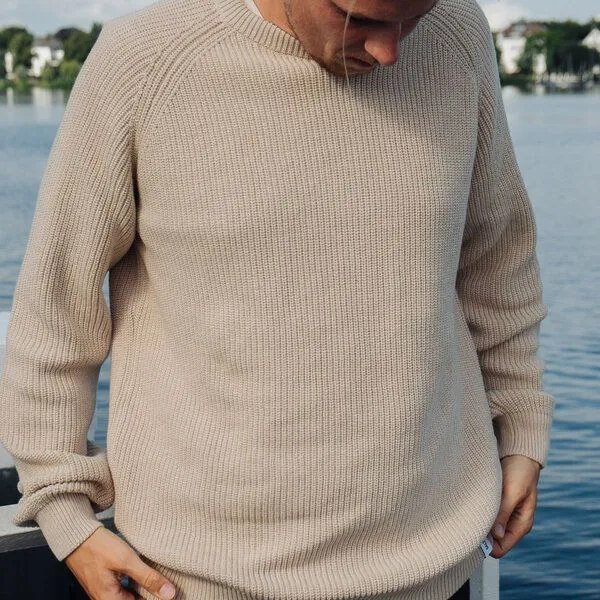 SALZWASSER SALZWASSER RAGO Strickpullover (Herren) aus 100% Bio-Baumwolle (GOTS), Naturweiß (weiss), – Produktbild 4 von 4