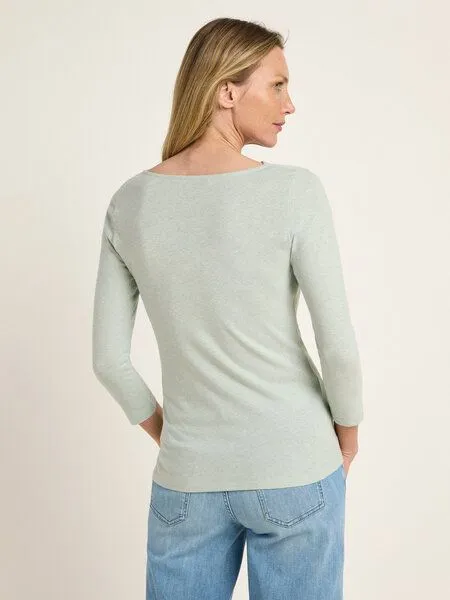 LANIUS LANIUS Wasserfallshirt (OCS) aus Hanf und Bio-Baumwolle, Aqua grey, – Produktbild 3 von 4