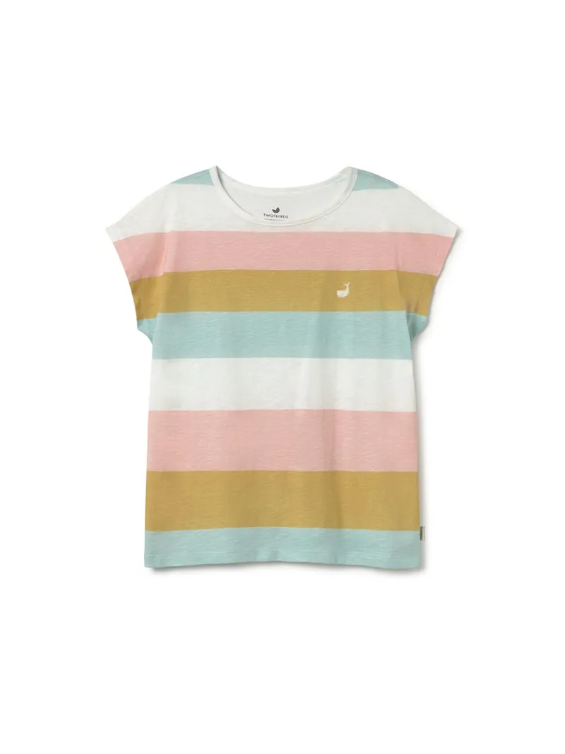 TWOTHIRDS TWOTHIRDS Damen vegan T-Shirt Saladeta Mixed Stripes, Hellblau, – Produktbild 1 von 2