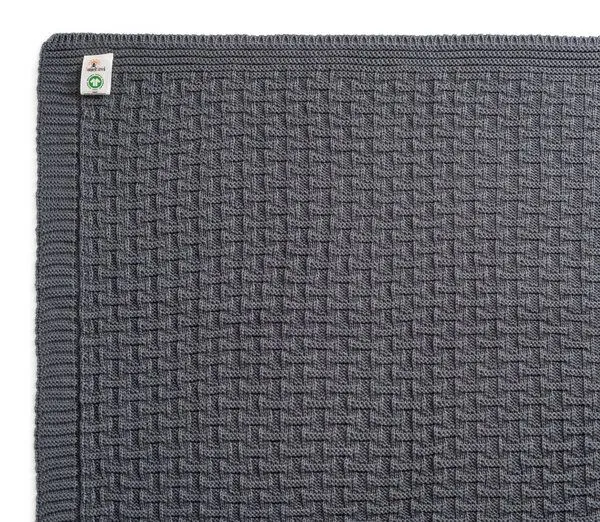 Sonnenstrick Sonnenstrick – Bio Baby-Strickdecke "Karostrickmotiv" (100 x 90 cm) Bio-Baumwolle, Grau, – Produktbild 2 von 4