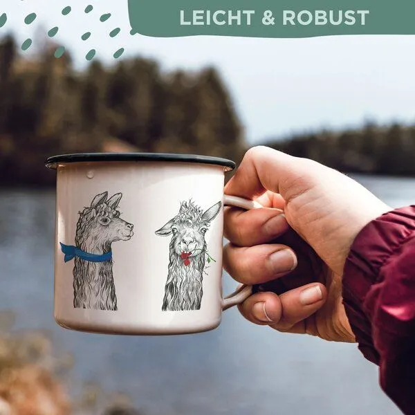 LIGARTI Emaille Tasse – Lama Club – LIGARTI Tiermanufaktur – Produktbild 4 von 4