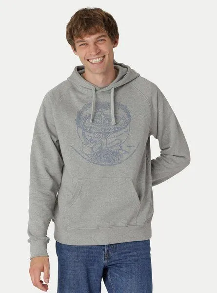 Peaces.bio - handbedruckte Biomode Peaces.bio - handbedruckte Biomode Bio-Herren-Kapuzensweater "Weltenesche", Hellgrau, – Produktbild 1 von 2