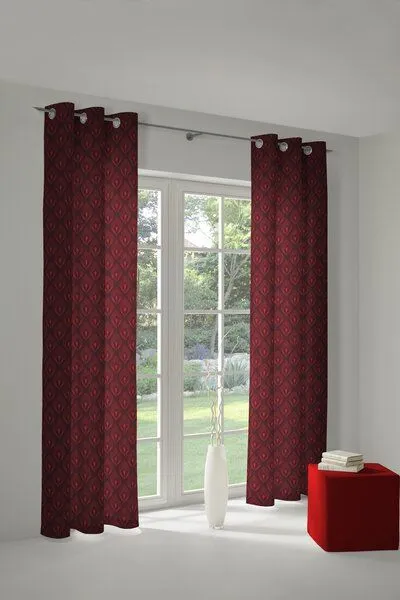 Nature by Adam Nature by Adam Vorhang aus 100% Bio-Baumwolle - Made in Germany - Feathers, Rot, – Produktbild 7 von 7