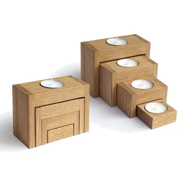 Side by Side Adventsleuchter FOUR STEPS Eichenholz (side by side) – Produktbild 3 von 4