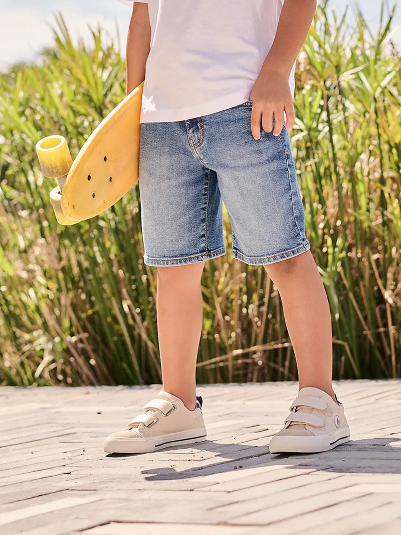Vertbaudet Jungen Jeansbermudas BASIC, Blue stone, – Produktbild 1 von 4