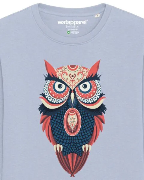 watapparel watapparel Sweatshirt Unisex Colorful Owl, Serene blue, – Produktbild 3 von 4