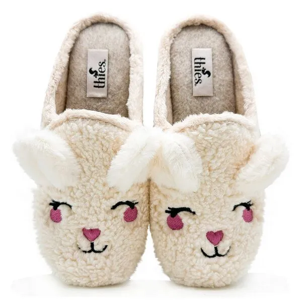 thies Veganer "thies ® Organic Rabbit Slipper" aus kuscheliger Biobaumwolle, Off white (weiß), – Produktbild 1 von 4