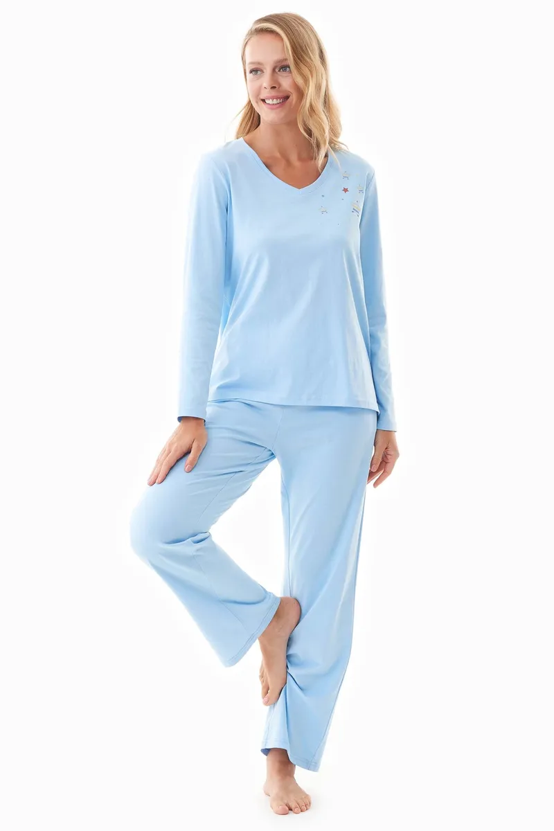 ORGANICATION ORGANICATION Damen vegan Schlafanzug Set Tieerra Hellblau, Hellblau, – Produktbild 2 von 2