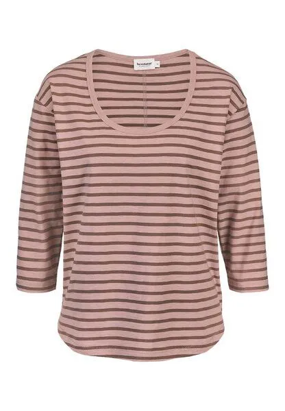 hessnatur hessnatur Light Slub Streifen Longsleeve Relaxed aus reiner Bio-Baumwolle, Rosé, – Produktbild 4 von 5