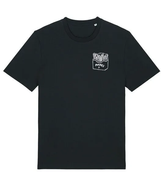 päfjes päfjes Pommes / Honigdachs mag Pommes Frittes - Fair Wear Unisex Männer Bio T-Shirt, Schwarz, – Produktbild 3 von 4