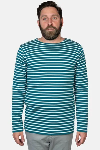 Hanseheld Hanseheld Streifenshirt Herren Petrol-Natur Langarm GOTS Organic, Natural, – Produktbild 6 von 8