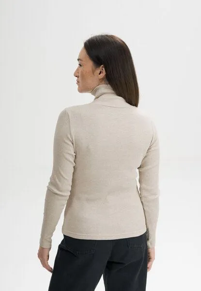 MELA MELA Ripp Rollkragen Langarmshirt Style MUNLI aus 100% Bio-Baumwolle, Kiesel melange, – Produktbild 2 von 4