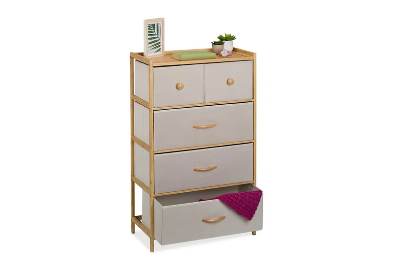 RELAXDAYS RELAXDAYS Kommode Bambus Kommode 5 Schubladen (1 St), Beige|braun, – Produktbild 2 von 5