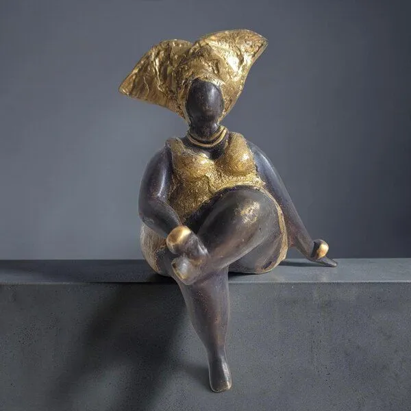 Moogoo Creative Africa Moogoo Creative Africa Bronze-Skulptur "Bobaraba Yolanda" Unikate by Hamidou | handgemacht, Gold, – Produktbild 2 von 2