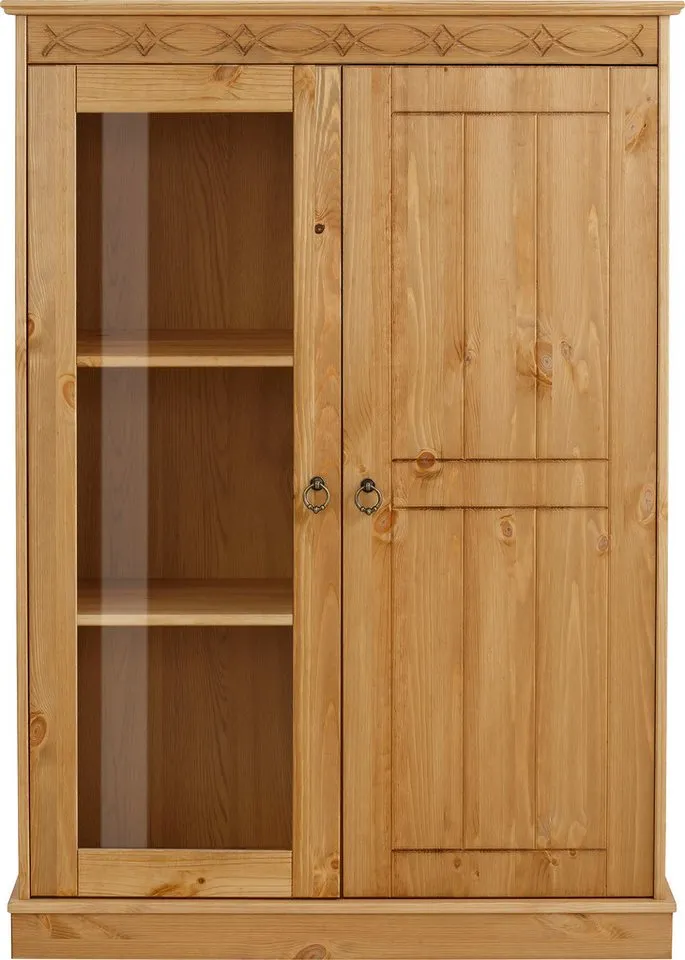 OTTO home Highboard Indra, Vitrine, Breite 85 cm, aus massiver Kiefer, Beige, – Produktbild 2 von 5
