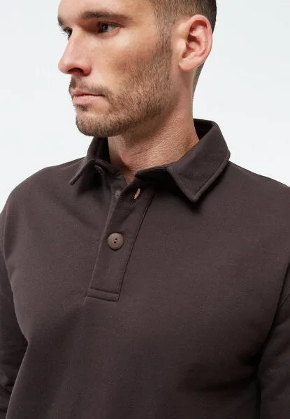 Givn Berlin Givn Berlin Sweater GBHANNES aus Bio-Baumwolle mit Kragen und Knopfleiste, Coffee brown, – Produktbild 3 von 3