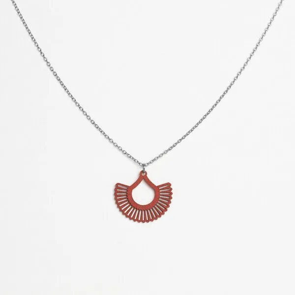 feinformart feinformart Kette mit Holzanhänger 'Boho', Herbstblatt (rot), – Produktbild 2 von 5