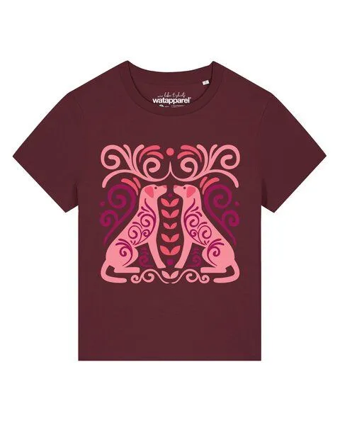 watapparel watapparel T-Shirt Frauen Hundeliebe, Burgundy, – Produktbild 1 von 3