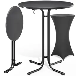 Casaria® Stehtisch Grau 110x70cm + Husse Grau Ø70cm – Produktbild 1 von 1