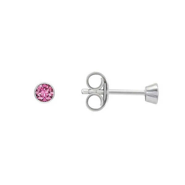 Eppi Eppi Silberne Ohrstecker mit rosa Saphiren in Bezelfassung Tofine, Weiss, – Produktbild 3 von 4