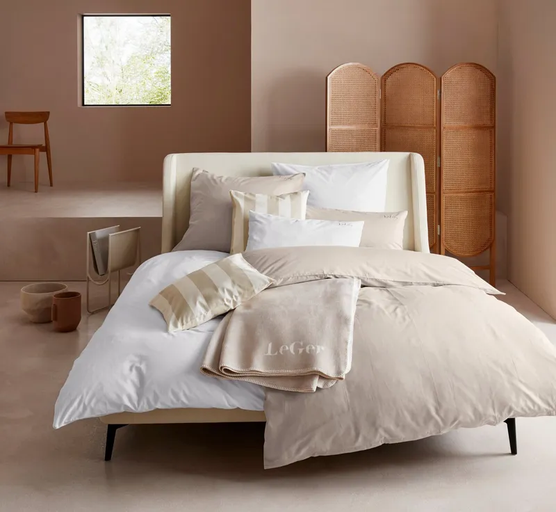 LeGer Home by Lena Gercke Bettwäsche Anisa in Gr. 135x200, 155x220 cm oder 200x200, Renforcé, 2 teilig, Bettwäsche aus Baumwolle, unifarbene Bettwäsche mit Reißverschluss, Beige|braun, – Produktbild 2 von 7