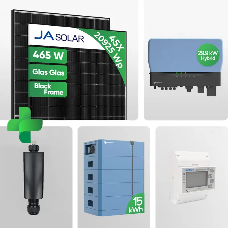 SOLPLANET 20,925 kWp PV-Komplettpaket mit 15 kWh Speicher | Ja 465W Black Frame Glas-Glas JAM54D40 LR Notstrom Netzunabhängig | inkl. 0 % MwSt. für Privatkunden – Produktbild 1 von 8