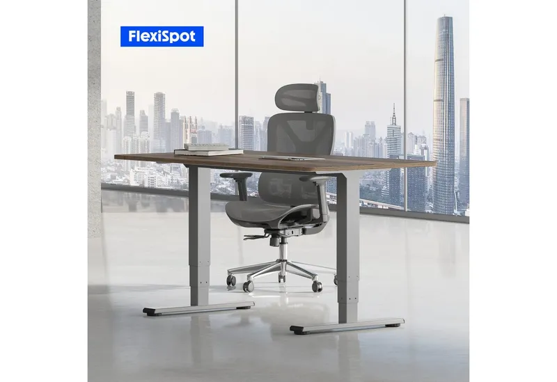 Flexispot Flexispot Schreibtisch Elektrisch Höhenverstellbarer Schreibtisch EC5 LITE mit Dualmotor (25MM einteiliger Tischplatte & 3-fach Teleskop, 4 Speicherhöhen & Antikollisionssystem), 120x80/140x80/160x80/180x80, Grau | walnussbraun, – Produktbild 2 von 5