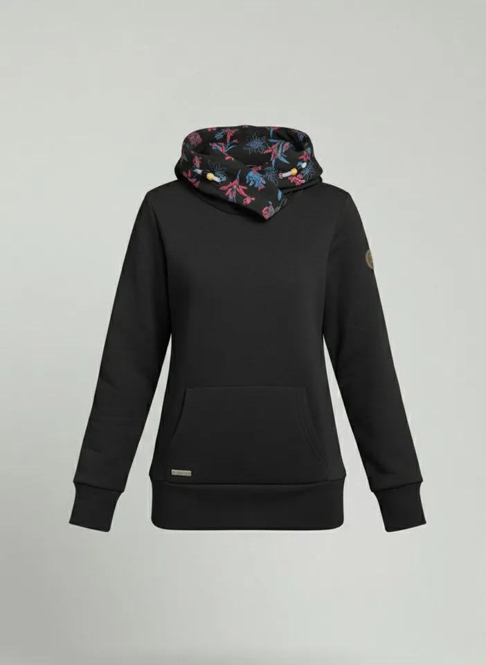 ragwear ragwear Sweatshirt ANGELLIKA FLOWERS O mit Kapuze, Schwarz, – Produktbild 1 von 3