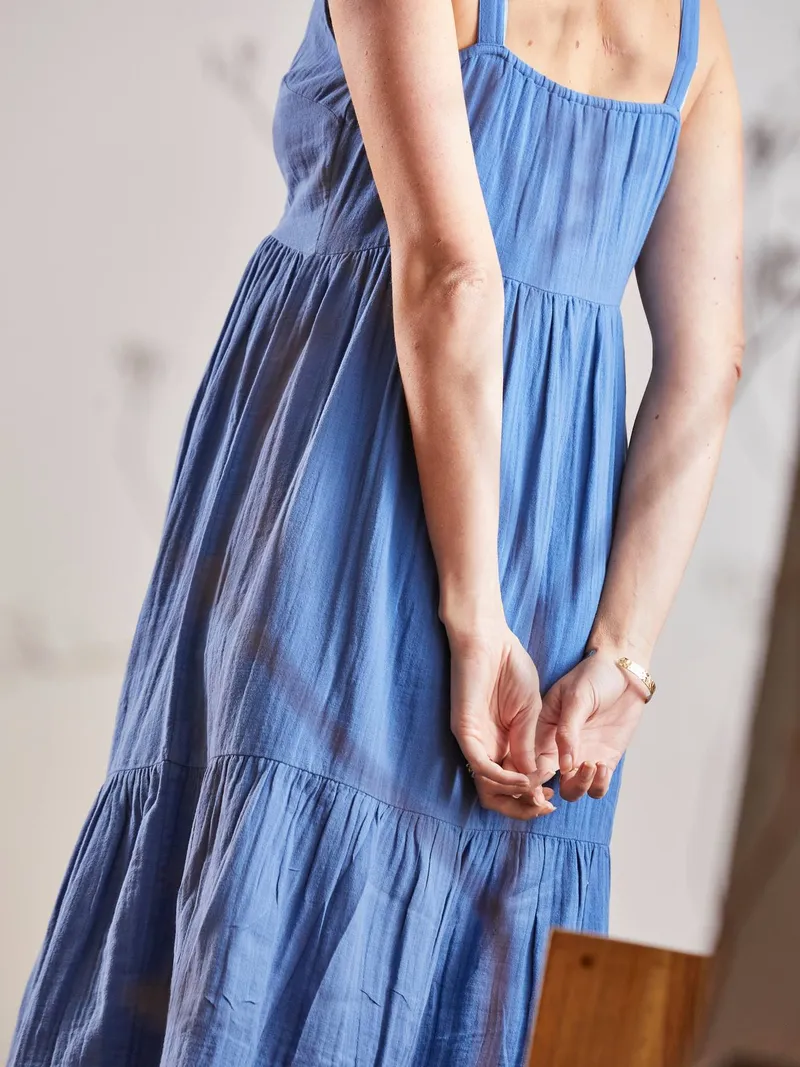 Vertbaudet Trägerkleid für Schwangerschaft & Stillzeit, Blau, – Produktbild 4 von 4