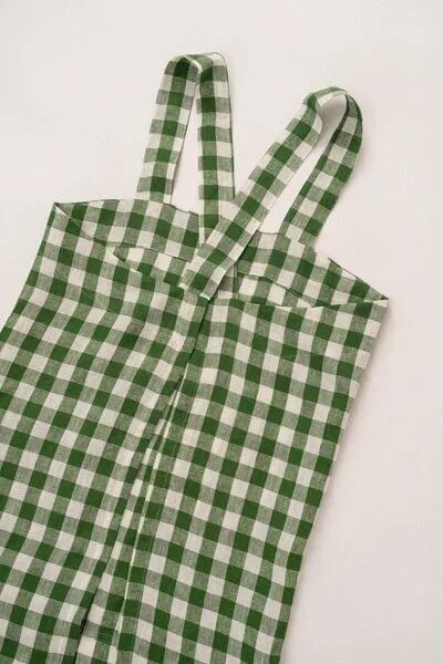 AmourLinen AmourLinen Leinen-Schürze, Grünes gingham, – Produktbild 1 von 1