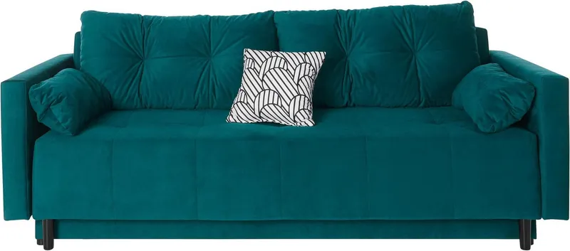 COLLECTION AB Schlafsofa Solar, B: 225 cm, Liegel. 136x200 cm, Schlaffunktion, Bettkasten & 1 Zierkissen, Federkern, Blau, – Produktbild 3 von 5